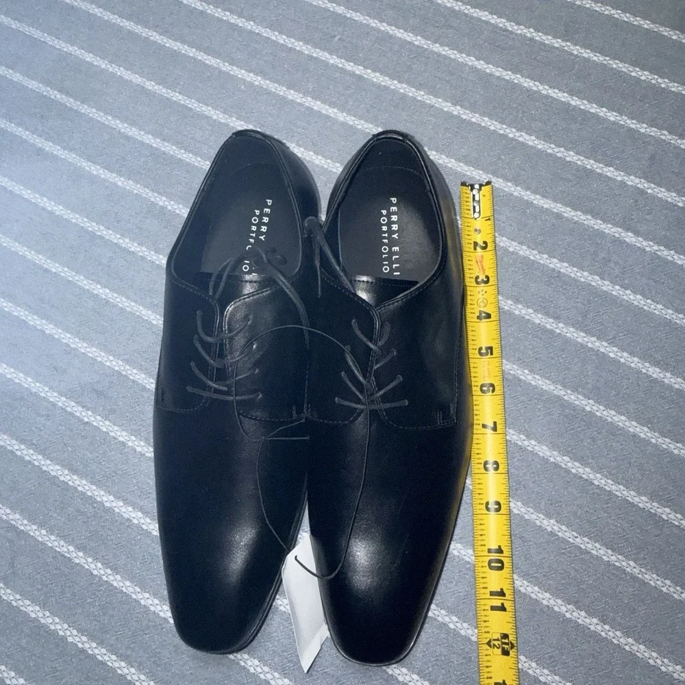Perry Ellis Portfolio Men's Black Leather Lace-Up Derby Dress Shoes Size 11 NEW